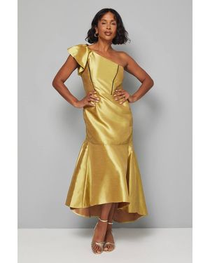 Wallis One Shoulder Ruffle Tiered Dress - Metallic