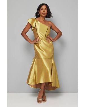 Wallis One Shoulder Ruffle Tiered Dress - Metallic