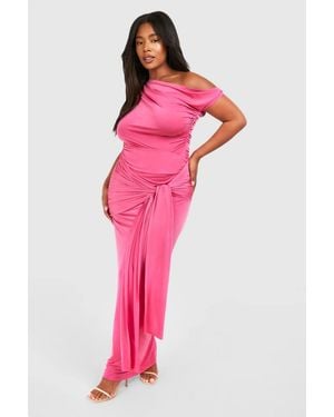 Boohoo Plus Wrap Detail Maxi Skirt - Pink
