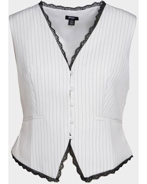 Nasty Gal Plus Tailored Lace Hem Waistcoat - White