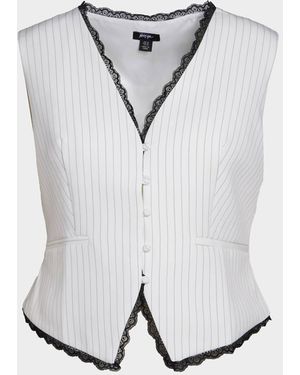 Nasty Gal Plus Tailored Lace Hem Waistcoat - White