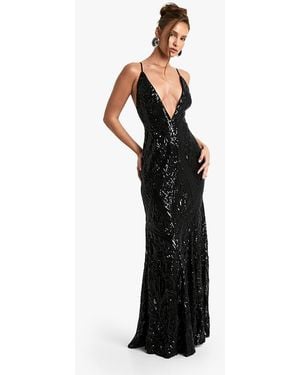 Boohoo Demask Plunge Strappy Maxi Dress - Black