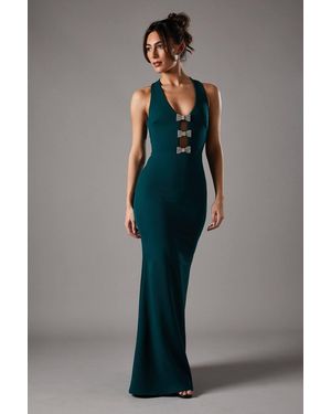 Coast Halter Maxi Dress With Diamante Bow Trim - Blue