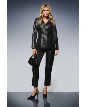 Dorothy Perkins Leopard Print V Neck Blazer - Blue