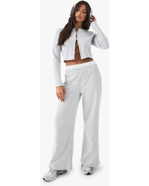 DSGN Studio Woven Label Wide Leg Trouser - White