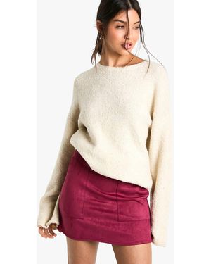 Boohoo Suede Look Mini Skirt - Red