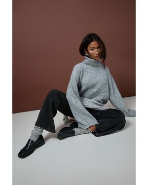 Boohoo Soft Knit Oversized Roll Neck Jumper - Gris