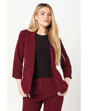 Dorothy Perkins Ruched Sleeve Blazer - Red