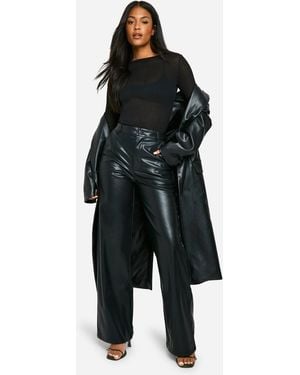 Boohoo Tall Wide Leg Faux Leather Trouser - Black