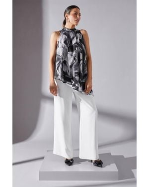 Wallis Pleat Waistband Wide Leg Trouser - White