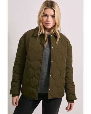Dorothy Perkins Quilted Collared Jacket - Green