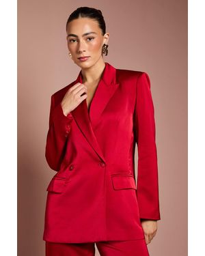 Coast Satin Double Breasted Blazer - Red