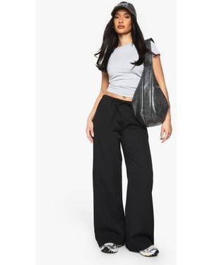 Boohoo Woven Drawcord Flared Pants - Black