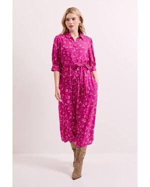Dorothy Perkins Floral Midi Shirt Dress - Pink