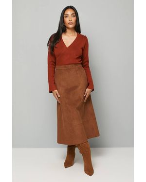 Wallis Petite Asymmetric Rib Detail Knitted Peplum Top - Orange