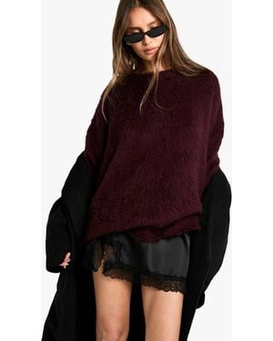 Boohoo Satin Lace Trim Mini Skirt - Purple
