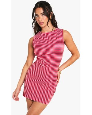 Boohoo Petite Stripe Sleeveless A-Line Mini Dress - Pink