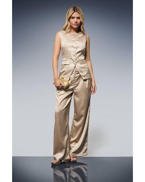 Dorothy Perkins Textured Satin Longline Waistcoat - Natural