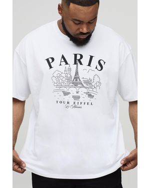 BoohooMAN Plus Oversized Paris Location Print T-shirt - White