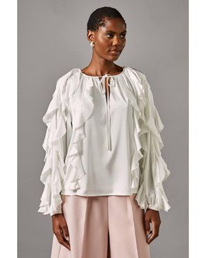 Coast Satin Frill Blouse - Gray