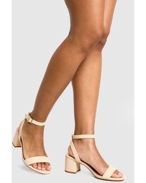Boohoo Tacones De Holgura Ancha Minimalistas Bajos Gruesos - Marrón