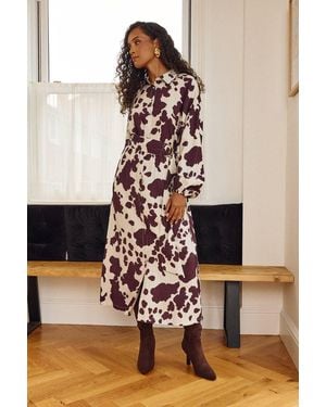 Wallis Cow Print D Ring Shirt Dress - Brown