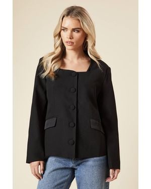 Dorothy Perkins Petite Satin Sweetheart Neckline Jacket - Black