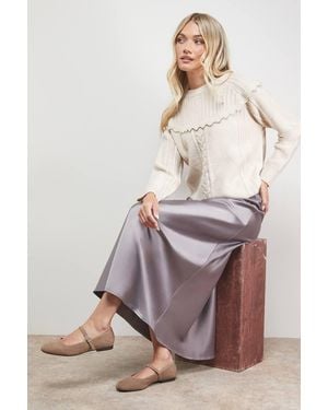 Oasis Satin Bias Cut Maxi Skirt - Brown