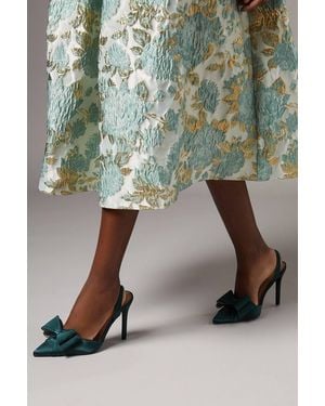 Coast Wide Fit Tamara Satin Bow Sling Back Stiletto Court Shoes - Green
