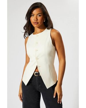 MissPap Tailored High Neck Waistcoat - White