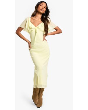Boohoo Angel Sleeve Chiffon Midaxi Dress - Yellow