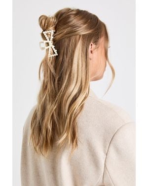 Boohoo Pearl Bow Detail Hair Clip - Natural