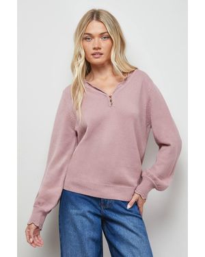 Oasis Soft Crochet Scallop Detail Sweater - Pink