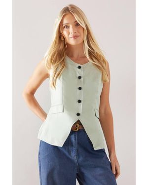 Wallis Petite Button Through Waistcoat - Blue