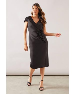 Wallis Occasion Scuba Corsage Midi Dress - Black