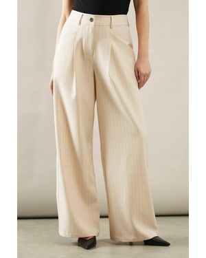 Wallis Pinstripe Wide Leg Trouser - Natural