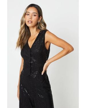 Dorothy Perkins Sequin Waistcoat - Black