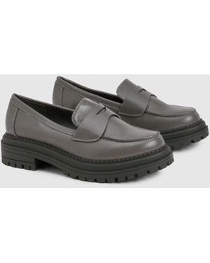 Boohoo Chunky Strap Loafers - Grey