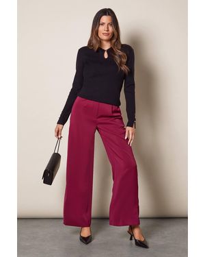 Wallis Side Split Flare Pants - Pink