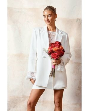 Oasis Tailored Double Breasted Bridal Blazer - White
