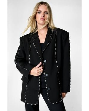 Nasty Gal Premium Studded Oversized Blazer - Black