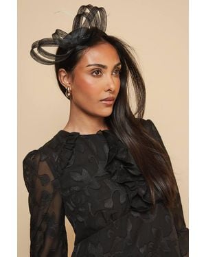 Wallis Loop And Feather Headband - Black