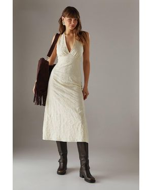 Warehouse Floral Cotton Halter Midi Sundress - Natural
