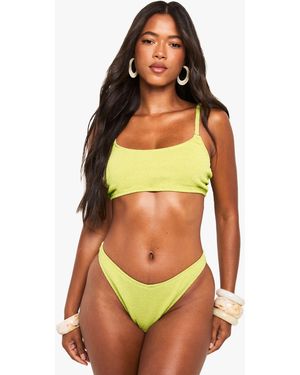 Boohoo Swimwear Essentials Crinkle V Front Bikini Bottoms - Naranja