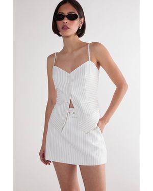 Nasty Gal (Az) Pinstripe Belted Tailored Skort - White