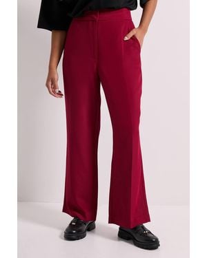Dorothy Perkins Petite Stitch Waistband Straight Leg Trouser - Red