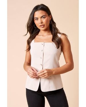 Dorothy Perkins Longline Button Through Waistcoat - Black