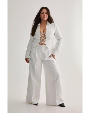 Nasty Gal Plus Tailored Pinstripe Trouser - White