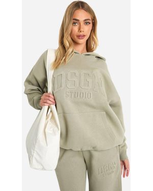 DSGN Studio Dsgn Collegiate Embossed Oversized Hoodie - Natural