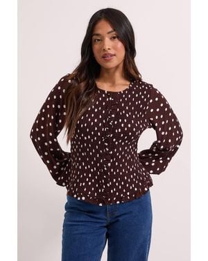 Dorothy Perkins Petite Shirred Bodice Button Through Top